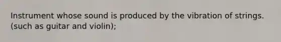 Instrument whose sound is produced by the vibration of strings. (such as guitar and violin);