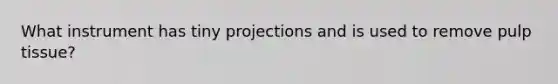 What instrument has tiny projections and is used to remove pulp tissue?