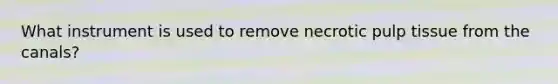 What instrument is used to remove necrotic pulp tissue from the canals?