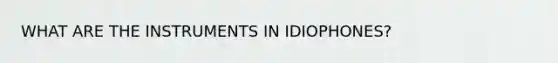WHAT ARE THE INSTRUMENTS IN IDIOPHONES?