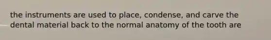 the instruments are used to place, condense, and carve the dental material back to the normal anatomy of the tooth are