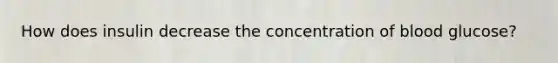 How does insulin decrease the concentration of blood glucose?