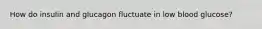 How do insulin and glucagon fluctuate in low blood glucose?