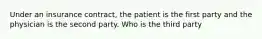 Under an insurance contract, the patient is the first party and the physician is the second party. Who is the third party