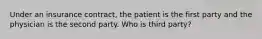 Under an insurance contract, the patient is the first party and the physician is the second party. Who is third party?