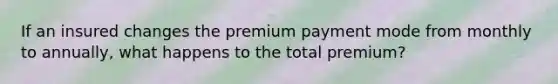 If an insured changes the premium payment mode from monthly to annually, what happens to the total premium?