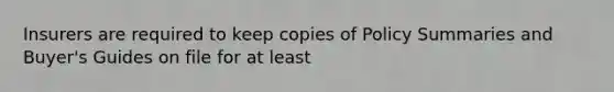 Insurers are required to keep copies of Policy Summaries and Buyer's Guides on file for at least