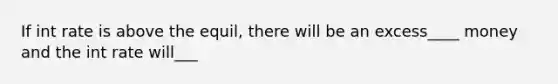 If int rate is above the equil, there will be an excess____ money and the int rate will___