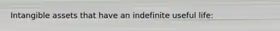 Intangible assets that have an indefinite useful life: