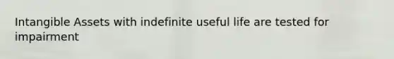 Intangible Assets with indefinite useful life are tested for impairment