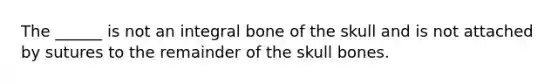 The ______ is not an integral bone of the skull and is not attached by sutures to the remainder of the skull bones.