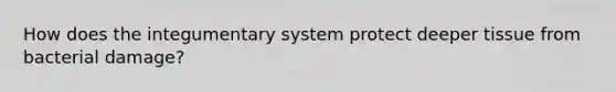 How does the integumentary system protect deeper tissue from bacterial damage?