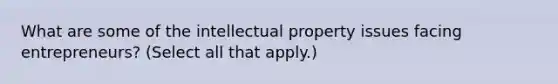 What are some of the intellectual property issues facing entrepreneurs? (Select all that apply.)