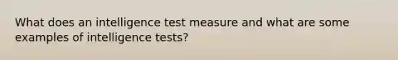 What does an intelligence test measure and what are some examples of intelligence tests?