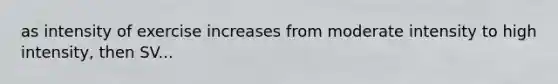 as intensity of exercise increases from moderate intensity to high intensity, then SV...