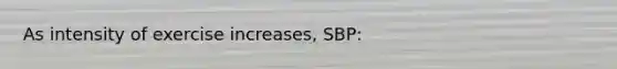 As intensity of exercise increases, SBP: