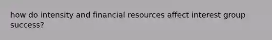 how do intensity and financial resources affect interest group success?