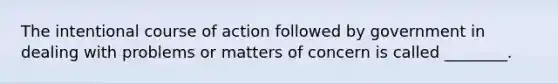 The intentional course of action followed by government in dealing with problems or matters of concern is called ________.