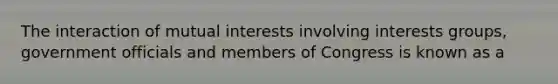 The interaction of mutual interests involving interests groups, government officials and members of Congress is known as a