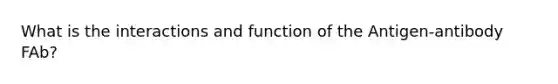 What is the interactions and function of the Antigen-antibody FAb?