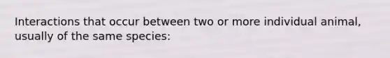 Interactions that occur between two or more individual animal, usually of the same species: