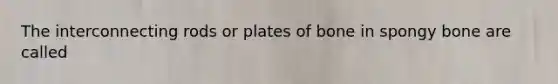 The interconnecting rods or plates of bone in spongy bone are called