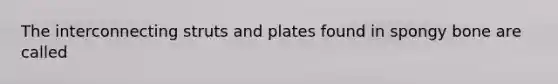 The interconnecting struts and plates found in spongy bone are called