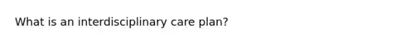 What is an interdisciplinary care plan?