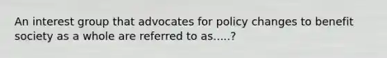 An interest group that advocates for policy changes to benefit society as a whole are referred to as.....?