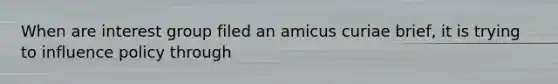 When are interest group filed an amicus curiae brief, it is trying to influence policy through