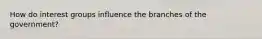 How do interest groups influence the branches of the government?