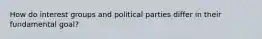 How do interest groups and political parties differ in their fundamental goal?