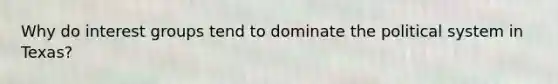 Why do interest groups tend to dominate the political system in Texas?