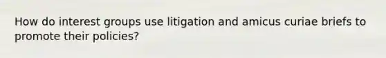 How do interest groups use litigation and amicus curiae briefs to promote their policies?