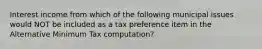 Interest income from which of the following municipal issues would NOT be included as a tax preference item in the Alternative Minimum Tax computation?