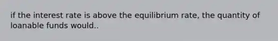 if the interest rate is above the equilibrium rate, the quantity of loanable funds would..