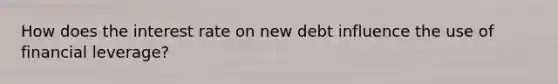 How does the interest rate on new debt influence the use of financial leverage?