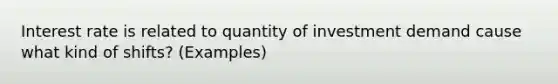 Interest rate is related to quantity of investment demand cause what kind of shifts? (Examples)