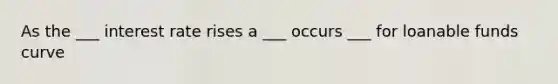 As the ___ interest rate rises a ___ occurs ___ for loanable funds curve
