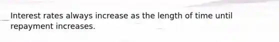 Interest rates always increase as the length of time until repayment increases.