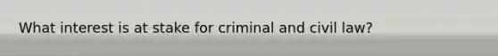 What interest is at stake for criminal and civil law?