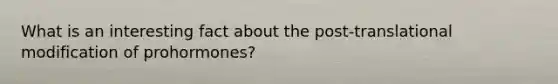 What is an interesting fact about the post-translational modification of prohormones?