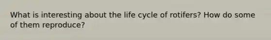 What is interesting about the life cycle of rotifers? How do some of them reproduce?