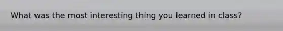 What was the most interesting thing you learned in class?
