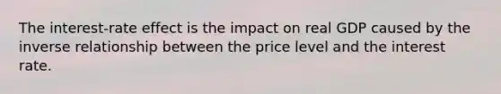 The interest-rate effect is the impact on real GDP caused by the inverse relationship between the price level and the interest rate.