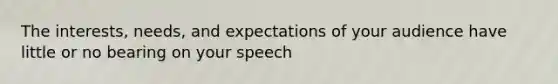 The interests, needs, and expectations of your audience have little or no bearing on your speech