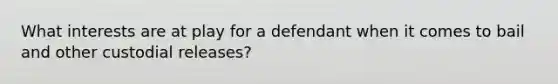 What interests are at play for a defendant when it comes to bail and other custodial releases?