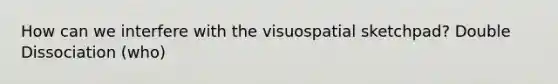 How can we interfere with the visuospatial sketchpad? Double Dissociation (who)