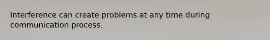 Interference can create problems at any time during communication process.