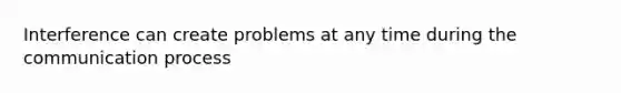 Interference can create problems at any time during the communication process